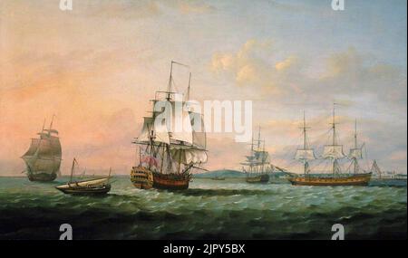 Thomas Luny (1759-1837) - l'East Indiaman 'York' e altre navi Foto Stock