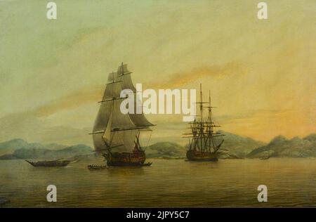 Thomas Luny (1759-1837) - l'indù dell'Indiaman orientale e altre navi Foto Stock