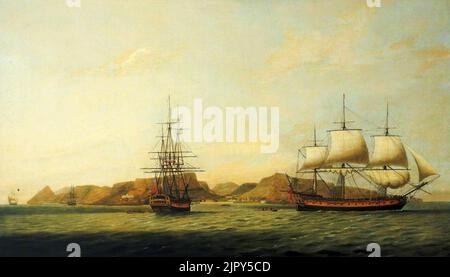 Thomas Luny (1759-1837) - l'East Indiaman 'Northumberland' al largo di Saint Helena Foto Stock