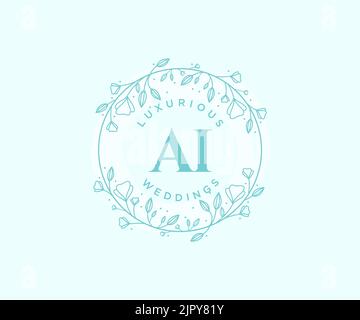 Ai iniziali lettera Wedding monogramma modello loghi, disegnata a mano moderno minimalista e modelli floreali per carte di invito, Salva la data, elegante Illustrazione Vettoriale