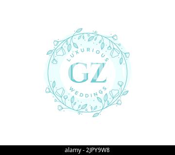 SIGLA GZ lettera Wedding modello logo monogramma, modelli moderni minimalisti e floreali disegnati a mano per le carte di invito, Salva la data, elegante Illustrazione Vettoriale