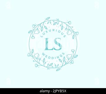 LS iniziali lettera Wedding monogramma modello loghi, a mano disegnata moderna minimalista e modelli floreali per carte di invito, Salva la data, elegante Illustrazione Vettoriale