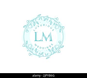 LM iniziali lettera matrimonio monogramma modello loghi, a mano disegnata moderno minimalista e modelli floreali per le carte di invito, Salva la data, elegante Illustrazione Vettoriale