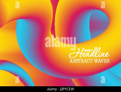 Sfumatura colorata 3D forme liquide ondulate sfondo astratto. Design vettoriale con curve fluide vibranti Illustrazione Vettoriale