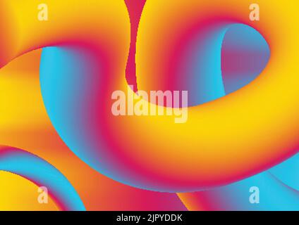 Sfumatura colorata 3D forme liquide ondulate sfondo astratto. Design vettoriale con curve fluide vibranti Illustrazione Vettoriale