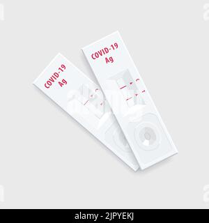 Kit per test antigeni (ATK) per vettore COVID-19. Illustrazione Vettoriale