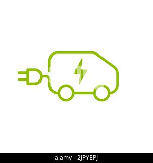 Auto elettrica con simbolo dell'icona della spina, auto EV, veicolo ecologico vettoriale. Illustrazione Vettoriale