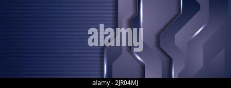 Blu scuro viola astratto tecnologia banner design. Sfondo vettoriale Illustrazione Vettoriale