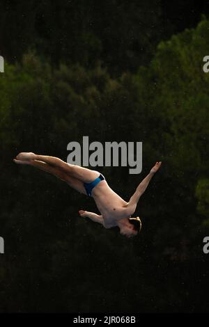 Roma, Italia. 19th ago, 2022. Plateau syncro finale uomini, final 3m donne, final 21m high diving. (Foto di Gabriele Pallai/Pacific Press) Credit: Pacific Press Media Production Corp./Alamy Live News Foto Stock