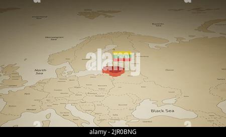 3D rendering mappa Lituania per Instagram Independence giorno post. Foto Stock