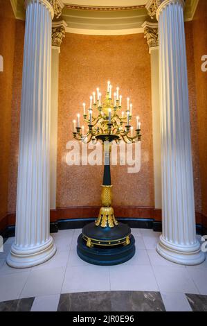 Budapest, Ungheria. Fatti artistici e interni del Museo Nazionale Ungherese - Museo Nazionale per la storia, l'arte e l'archeologia Foto Stock