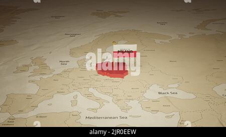 Polonia Independence Day festeggia con 3D mappa e bandiera. Foto Stock