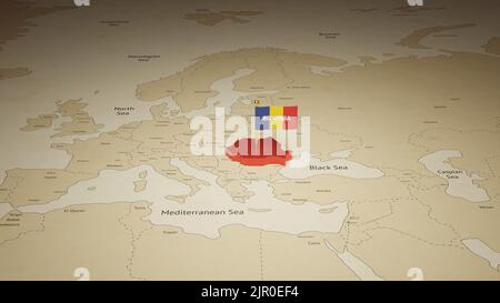 Romania Independence Day celebrare con 3D mappa e bandiera. Foto Stock