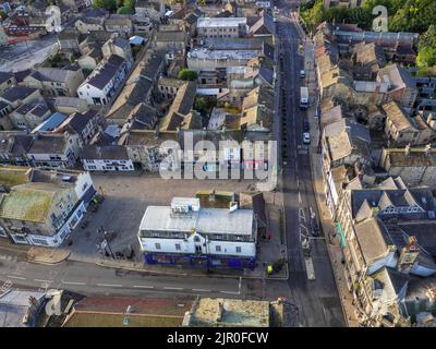 Vista aerea del centro di Otley. Una città mercato nel West Yorkshire. Foto Stock