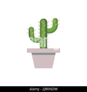 Icona di un cactus in una pentola isolata su sfondo bianco Illustrazione Vettoriale