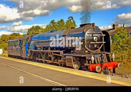 A1 Classe NO 60163 Tornado alla stazione ferroviaria Eaglescliffe, Stockton on Tees, Cleveland, Inghilterra Foto Stock