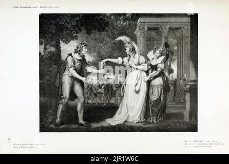 Come ti piace Act i sce 2 Rosalind Gentleman, indossa questo per me, uno dei vestiti con fortuna dal libro ' Shakespeare in arte pittorica ' di Salaman, Malcolm Charles, 1855-1940; Holme, Charles, 1848-1923 Data di pubblicazione 1916 Editore London, New York [etc.] : 'The Studio' ltd. Foto Stock