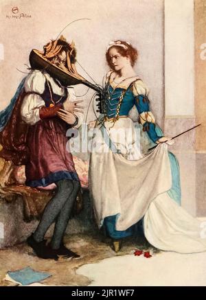 THE GENTLE KATHERINE (The Taming of the Shrew Act II Scena l) dal libro ' Tales from Shakespeare ' di William Shakespeare a cura di Charles e Mary Lamb illustrato da Norman M. Price Editore New York : Scribner ; Londra : T.C. E C.. Jack in 1915 Foto Stock