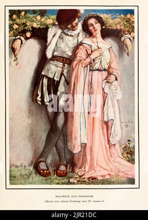 BEATRICE E BENEDICK (molto fare su niente Act IV. Scena l) dal libro ' Tales from Shakespeare ' di William Shakespeare a cura di Charles e Mary Lamb illustrato da Norman M. Price Editore New York : Scribner ; Londra : T.C. E C.. Jack in 1915 Foto Stock