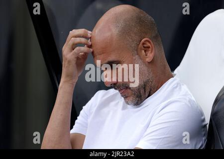 Newcastle, UK, 21/08/2022, PEP GUARDIOLA, MANCHESTER CITY FC MANAGER, 2022Credit: Allstar Picture Library/ Alamy Live News Foto Stock