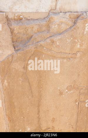 Egitto, Saqqara, tomba del nuovo Regno di Horemheb, parete sud della seconda corte : Graffito che mostra i nemici che colpono il farao. Foto Stock