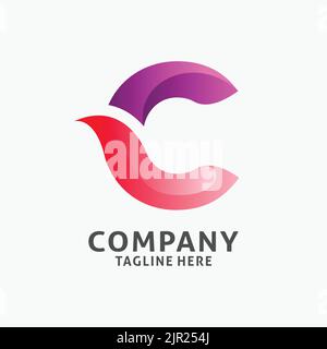 Lettera C moderno logo design Illustrazione Vettoriale