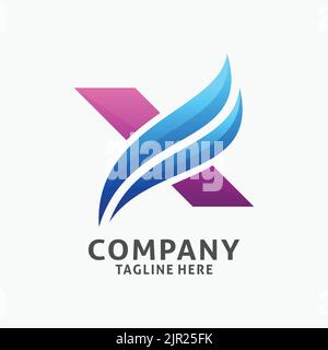 Logo Letter X con elemento ad ala Illustrazione Vettoriale
