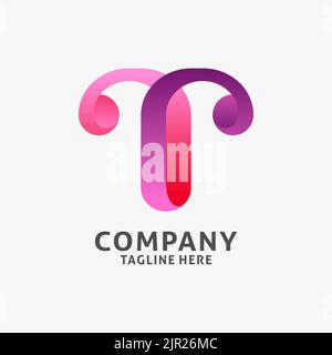Logo lettera T curl Illustrazione Vettoriale