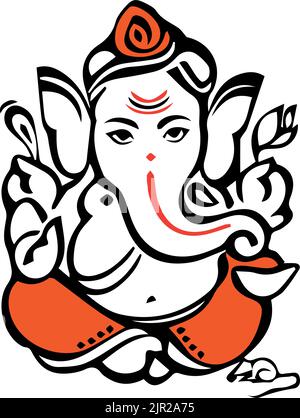 signore Ganesh. Ganesh Puja. Ganesh Chaturthi. Viene utilizzato per cartoline, stampe, tessuti, tatuaggi. Ornamento bella carta con Dio Ganesha. Illustrazione Vettoriale