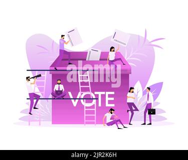 WebFlat votare persone per il concept design. Illustrazione piatta vettoriale Illustrazione Vettoriale