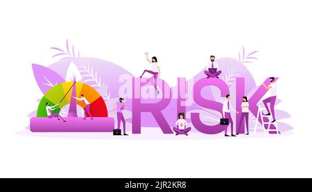 Tachimetro a rischio medio. Presentazione del concetto di characters.Risk Control in stile piatto Illustrazione Vettoriale