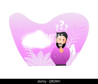 Il punto interrogativo sul volto rappresenta la persona. Indovina un uomo piatto Illustrazione Vettoriale