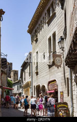 Gli edifici storici all'interno delle mura della città di Carcassonne, Francia - colpo verticale Foto Stock