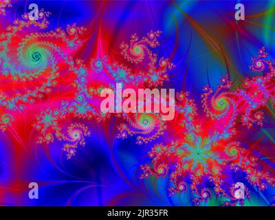 schema lineare blu-rosso brillante astratto, grafica a colori, sfondo, design Foto Stock