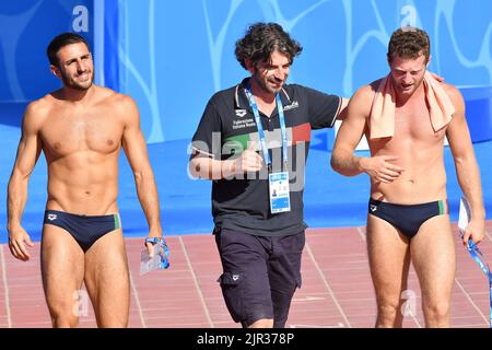 Roma, . 21st ago, 2022. Giovanni Tocci, Lorenzo Marsaglia durante i Campionati europei di nuoto Roma 2022. Roma 21st Agosto 2022 Photographer01 Credit: Agenzia indipendente per le foto/Alamy Live News Foto Stock