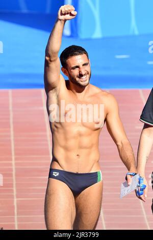 Roma, . 21st ago, 2022. Giovanni Tocci durante i Campionati europei di nuoto Roma 2022. Roma 21st Agosto 2022 Photographer01 Credit: Agenzia indipendente per le foto/Alamy Live News Foto Stock