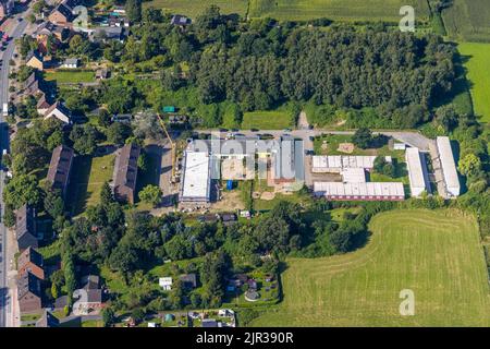 Vista aerea, cantiere e nuovo edificio presso il centro diurno Holten di Oberhausen, zona della Ruhr, Renania settentrionale-Vestfalia, Germania, lavori di costruzione Foto Stock