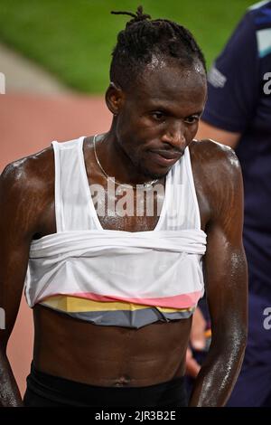 L'atleta belga Isaac Kimeli ha illustrato dopo la finale della gara maschile 10,000m durante i Campionati europei di atletica, a Monaco 2022, Germania, domenica 21 agosto 2022. La seconda edizione dei Campionati europei si svolge dal 11 al 22 agosto e prevede nove sport. FOTO DI BELGA ERIC LALMAND Foto Stock