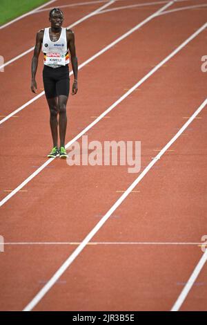 L'atleta belga Isaac Kimeli ha illustrato dopo la finale della gara maschile 10,000m durante i Campionati europei di atletica, a Monaco 2022, Germania, domenica 21 agosto 2022. La seconda edizione dei Campionati europei si svolge dal 11 al 22 agosto e prevede nove sport. FOTO DI BELGA ERIC LALMAND Foto Stock