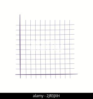 Carta griglia. Grafico matematico. Sistema di coordinate cartesiane con asse x, asse y. Sfondo quadrato con linee di colore. Modello geometrico per la scuola Illustrazione Vettoriale