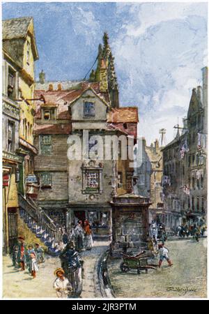 Casa di John Knox in High Street, Edimburgo, Scozia, circa 1920 Foto Stock