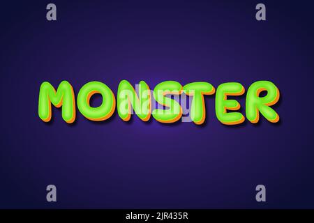 Effetti di testo modificabili Monster , parole e font possono essere modificati Illustrazione Vettoriale