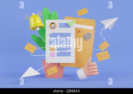 3D candidarsi per il concetto in linea di lavoro. Concetto di posto vacante di job. Facendo domanda per un job. Rendering 3D Foto Stock