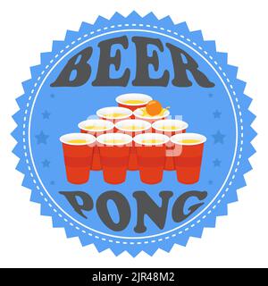 Francobollo di birra per il torneo. Illustrazione vettoriale su sfondo bianco. Illustrazione Vettoriale