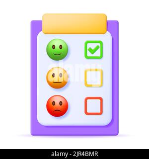 3D porta-appunti di carta con Smile Emoticons Illustrazione Vettoriale