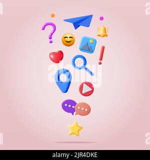 3D concetto di social media isolato. Illustrazione Vettoriale