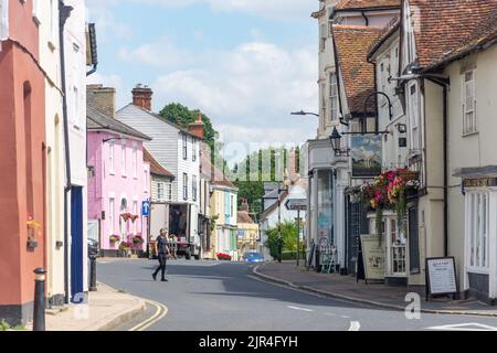 15th ° secolo il Pub Hart Bianco, Market End, Coggeshall, Essex, Inghilterra, Regno Unito Foto Stock