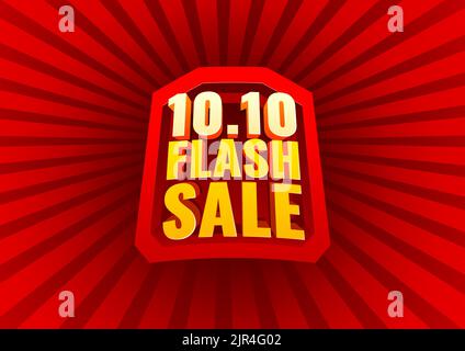 10,10 Flash vendita online shopping day banner. Illustrazione Vettoriale