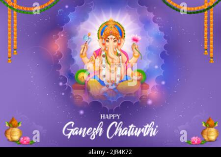 Lord Ganpati sfondo per Ganesh Chaturthi festival dell'India Illustrazione Vettoriale
