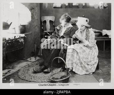 Charlie Chaplin nella scena cinematografica di A Dog's Life (Pathé picture 1920s) Foto Stock